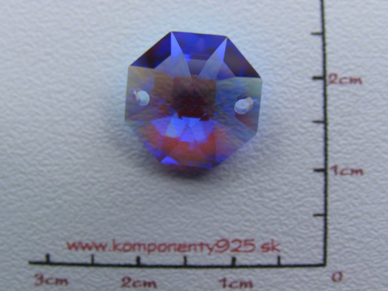 Obrázok pre 8116 Octagon Lilly 14mm dvojdierkový Blue Violet Blue AB