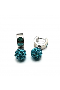 Obrázok pre Naušničky z chirurg. ocele strieborné discoball Aquamarine7x13x31mm
