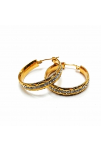 Naušničky z chirurgickej ocele pozlátené kruhy rhinestone 31x31x6mm Obrázok pre Naušničky z chirurgickej ocele pozlátené kruhy rhinestone 31x31x6mm