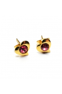 Obrázok pre Napichovačky z chirurg. ocele zlaté srdce s rose kamienkom 7.50x7mm